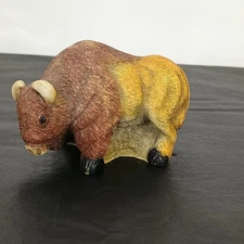 Vintage Resin Buffalo Bison Figurine Made In Taiwan 3.5" Long Realistic Western