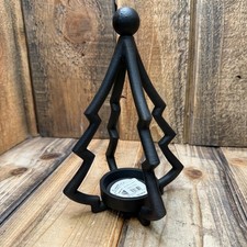 POTTERY BARN FALLON TREE CANDLE HOLDER BRONZE VOTIVE 8" HOLIDAY RUSTIC CABIN