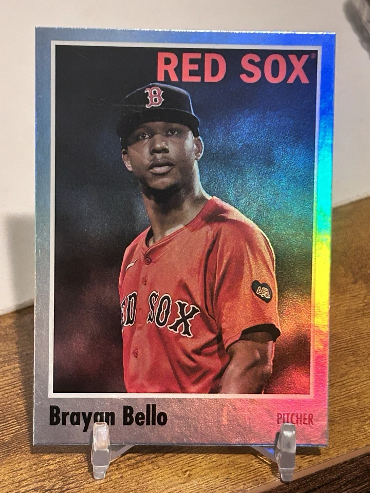 2024 Topps Archives BRAYAN BELLO BLUE FOIL /25 #194 RED SOX SP 1970 Design - Image 2 of 4