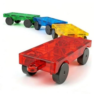 Construction Set of 4 Magnetic Tiles Cars - Magnetic Cars - 4 PCS