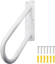 18 Inch Heavy Duty Metal Outdoor Handrails for Exterior Steps, U-Shaped White