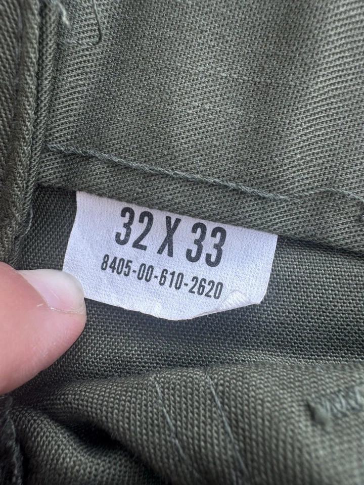 Pantalones militares vintage años 60 OG-507 32x31 era Vietnam satén fatiga pantalones Foto 3 de 4