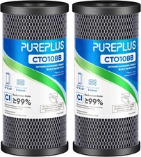 🆕 2 Pureplus CTO10BB Sintering Carbon Water Filter Cartridge 5 Micron 10" x 4.5