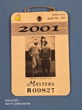 2001 Masters Badge Augusta National Golf Club. TIGER WOODS Wins2nd Green Jacket