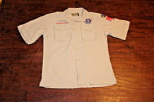 Boy Scouts of America BSA Youth Shirt Tan Large Vented Poly Microfiber Soft