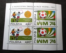 COMMEMORATIVE SHEET STAMPS OF POLAND ~ 1974 MUNICH, GERMANY WORLD FOOTBALL CUP