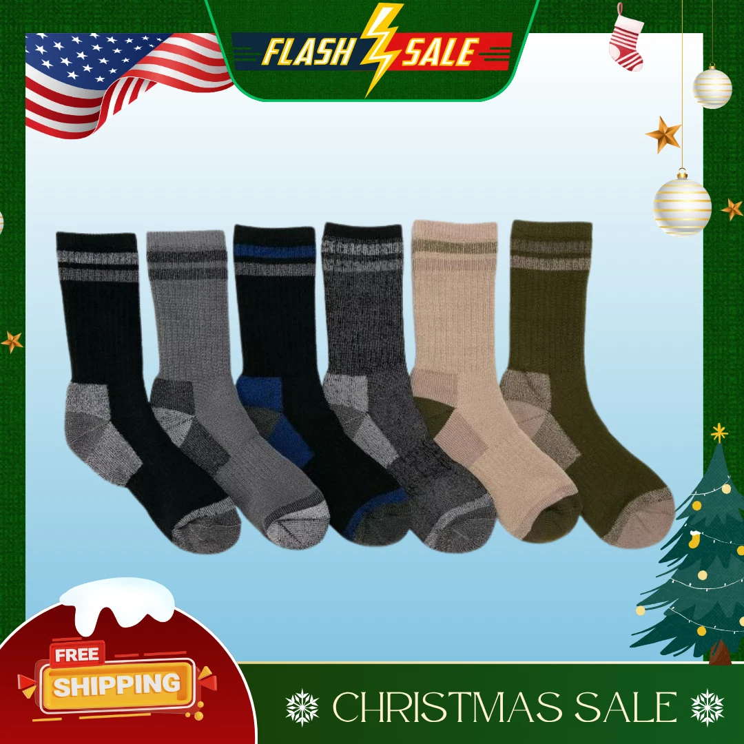 [FASH SALE] Men's MUK LUKS 6-pk. Heat Retainer Crew Socks-shortcake9864