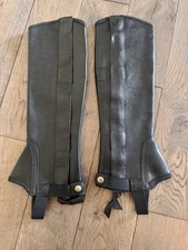 Ariat Leather Oxford Half Chap Sz XS 16.5" tall Calf 13.5" #9170 Chaps Black NEW