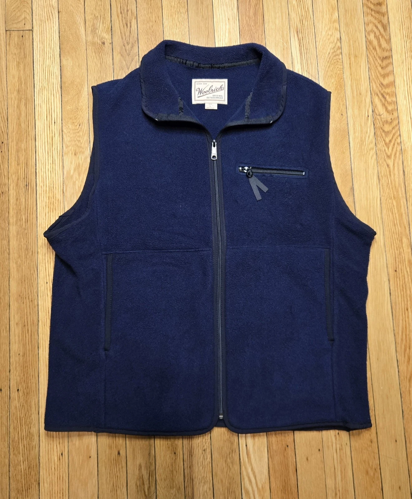 Vintage Woolrich Men’s Full Zip Fleece Vest Blue Size L Made in USA Outdoors