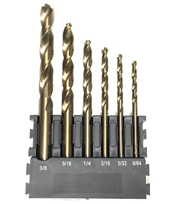 DEWALT Drill Bit Set Metal Wood 6-Piece 9/64 - 3/8 NO CASE
