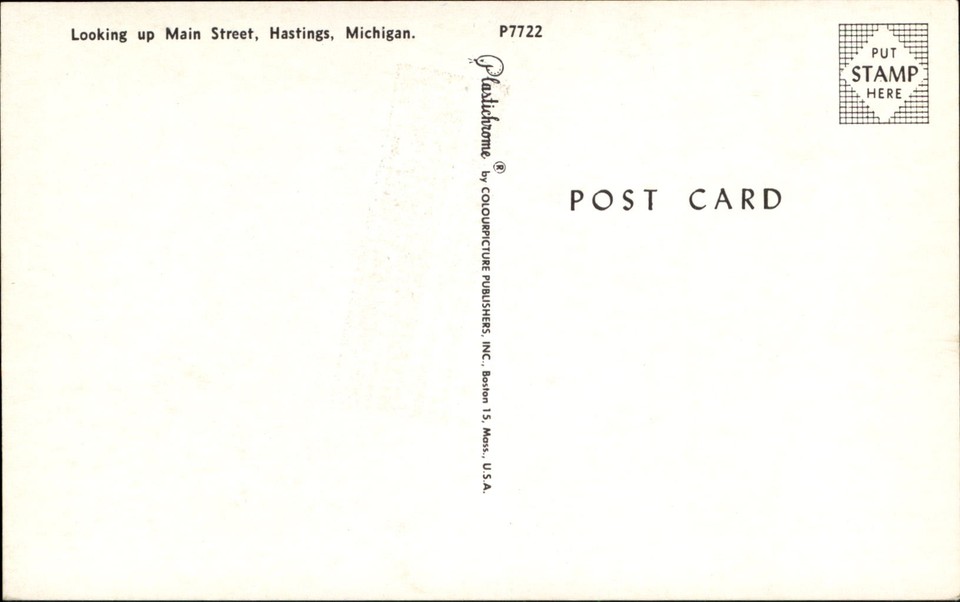 Main Street Hastings Michigan MI Red Man tobacco woodie wagon