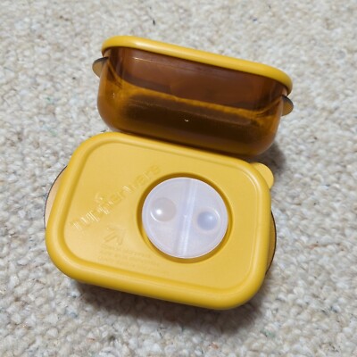 Tupperware New Rock N Serve Rectangular Microwave Container 1 Cup Amber Set of 2