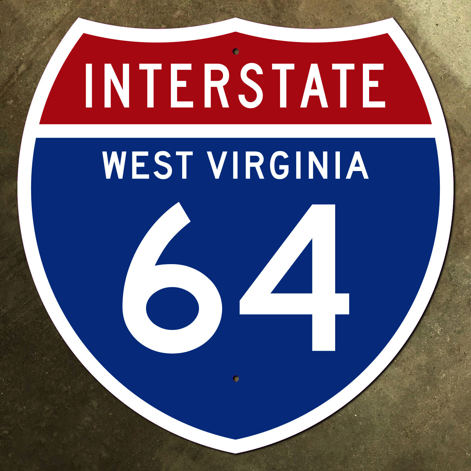 West Virginia interstate route 64 highway marker road sign 18x18 1957 Charleston Klasyczna, prawdziwa gwarancja