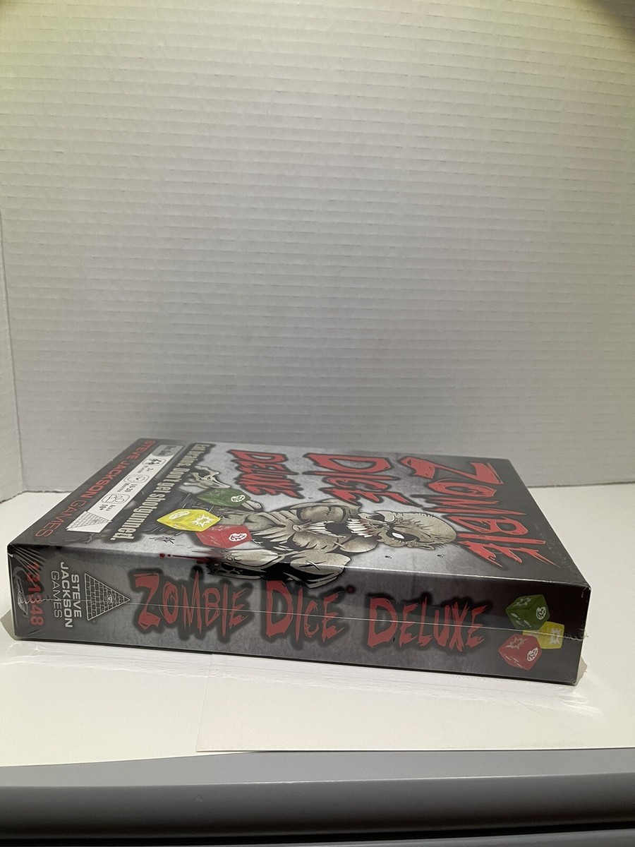 Steve Jackson Games – Zombie Dice Deluxe – Jeu De Dés Translucides 16 Mm, Sac à Dés, Cartes De Score Effaçables – Dès 10 Ans