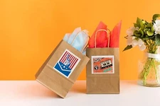 RACETOP Brown Gift Bags with Handles Bulk, 8"x4.5"x10.8" 50Pcs Brown Gift Bags