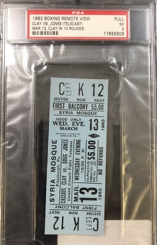 Cassius Clay VS Doug Jones 1963 Encapsulated Closed Circuit Full Ticket ComesPSA - Picture 5 of 5
