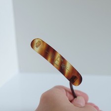 Vintage Faux Tortoise Shell Hair Barrette Plastic 1940s Monogram Initial "E"
