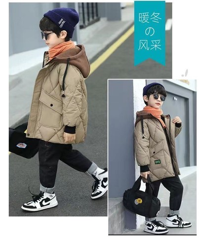 Kids Boys Winter Warm Outerwear Parka Hooded Coat Thicken Zipper Jacket Clothes - Picture 4 of 13