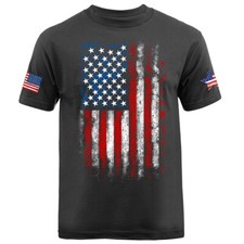 Large Vertical US Flag USA American Pride Patriot Patriotic Graphic T-shirt