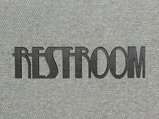 Restroom Wood Wall Word Sign Art Deco Letter Style 8" x 2" Black Bathroom Signs