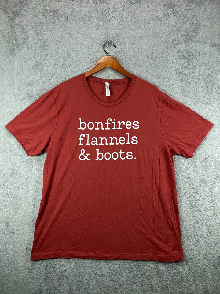 Bella Mujer 2XL Hogueras Franelas Botas Camiseta Rojo Ladrillo Gráfico 100% Algodón Foto 2 de 4