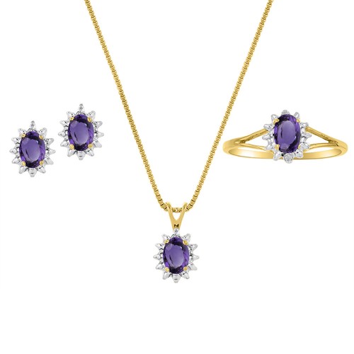 Ring, Earrings \u0026 Necklace Amethyst 