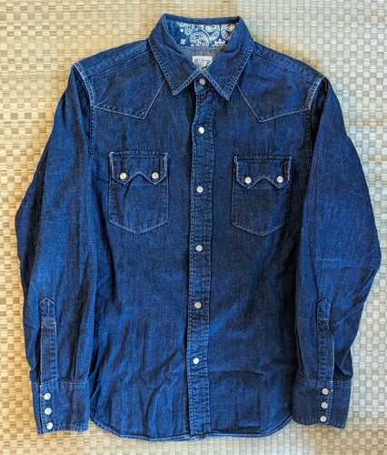 SELTENES OrSlow Denim Western Druckknopf Knopf Shirt Herren Größe 1/S Made in Japan