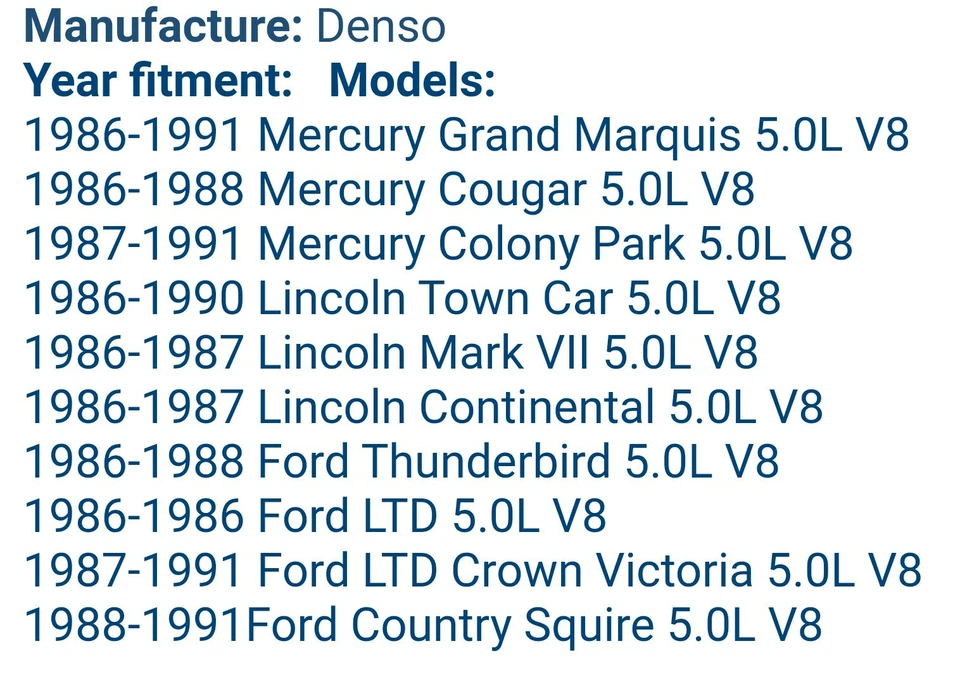 Ford LTD 1986-91 Marquis Lincoln Mark VII Town 5,0 L inyector de combustible Denso F87E D2B Foto 2 de 4