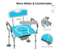 HEAO 4 in 1 Heavy Duty Shower Chair with Back and Arms, Medical Bedside Commode