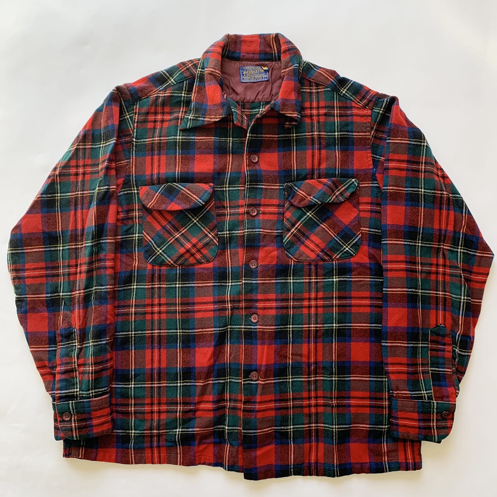 Pendleton Distressed Wool Red Plaid Button Up Shi… - image 1