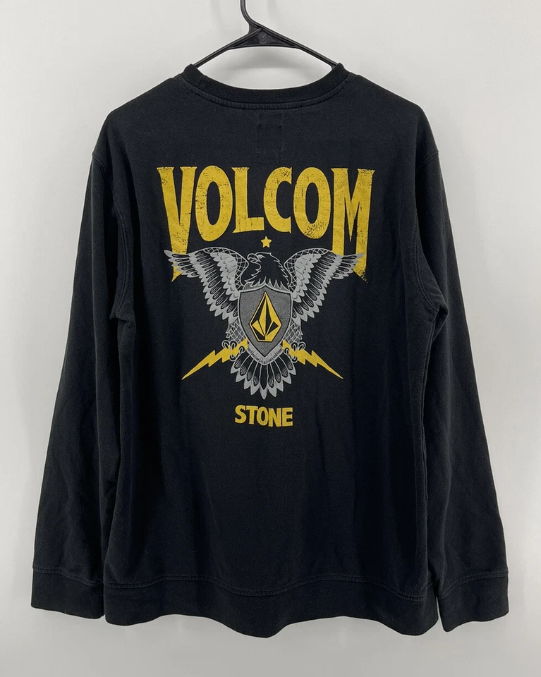 Volcom Long Sleeve Skate Skater Shirt Size Large Black Yellow 2 Sided Graphic - Image 2 of 4