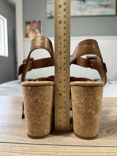 TOMS Ava Leather Sandals Cork Platform Buckle Shoes Women’s Size 12 EU 43.5 NWT - 第 9/15 張圖片