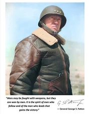 GENERAL GEORGE S. PATTON QUOTE W/ FACSIMILE AUTOGRAPH 8X10 PHOTO