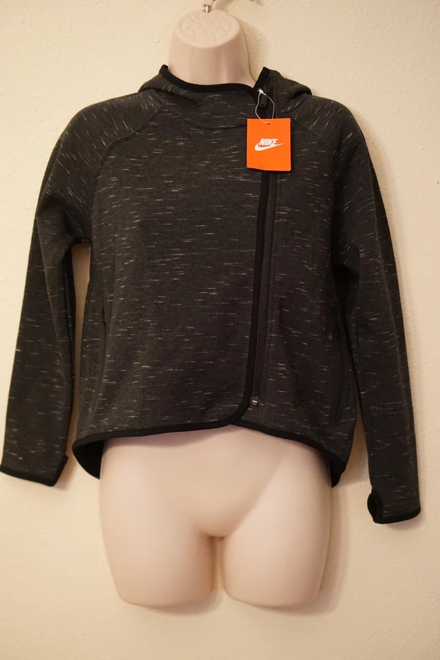 Sudadera con capucha Nike Tech Fleece FZ Cape negra jaspeada talla MD 677234 032  Foto 2 de 4