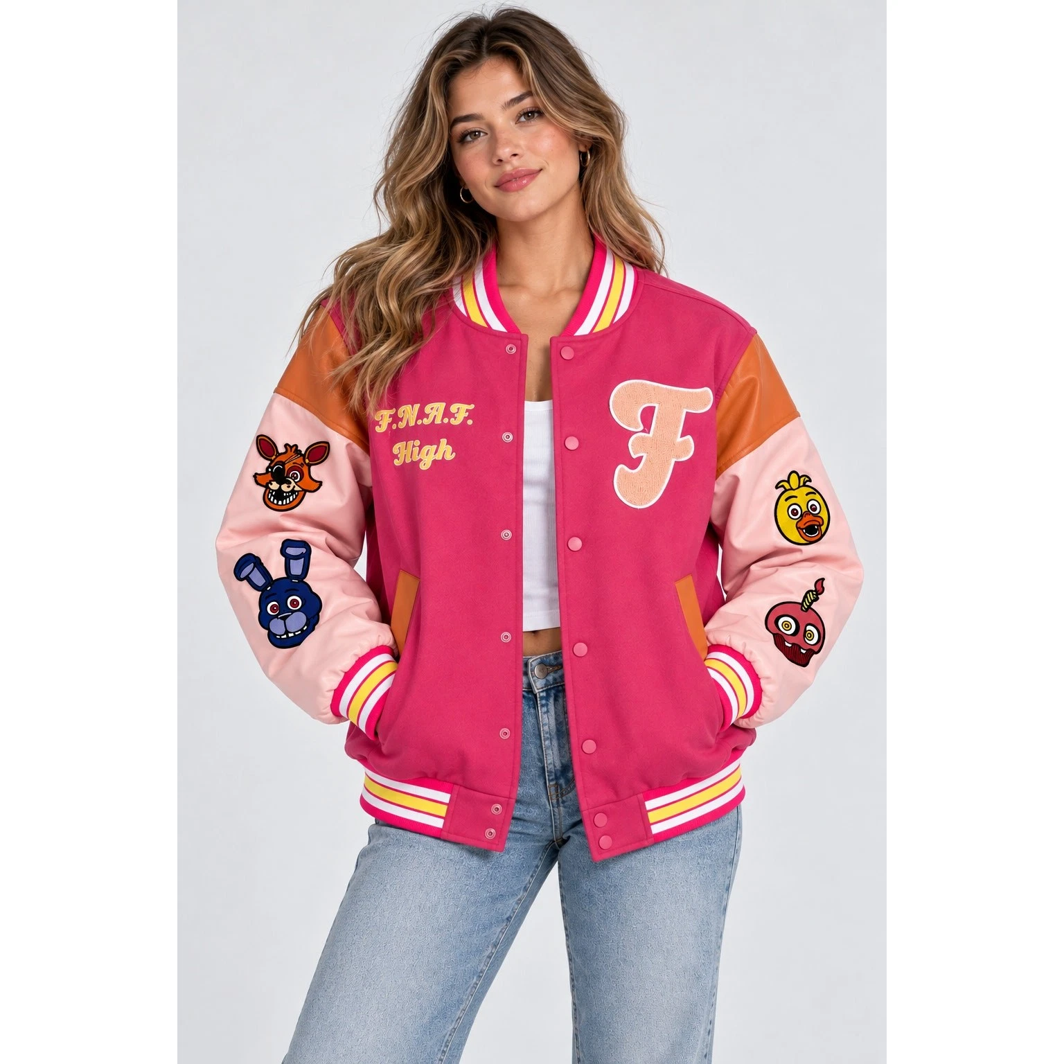 Theorywear FNAF High Varsity Jacket Five Nights at Freddy Letterman Size Large - product detail image 2
