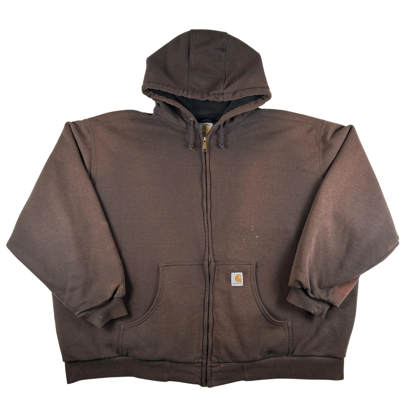 Carhartt Hoodie Mens 4XL Thermal Lined Full Zip Work Fleece Grunge J149 Brown