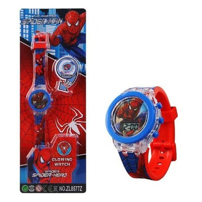 Children Spiderman Watch Cartoon Flashing Light Up Digital Spider Man Kids Flash