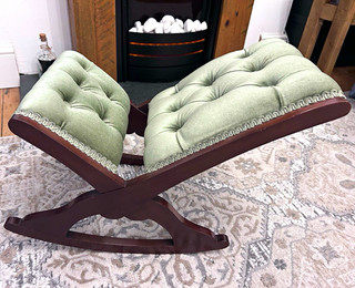 Late 19th/early 20th century oak gout stool by makers Daniel Allen and Sons.