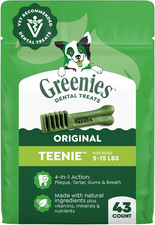Greenies Veterinarian-Recommended Adult Natural Dental Dog Treats Teenie Size, D