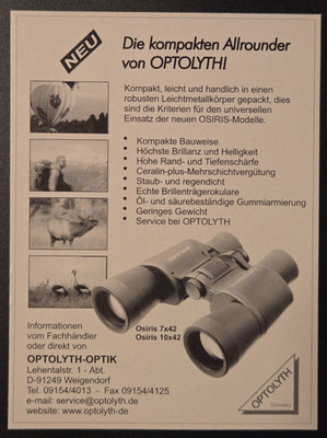 7. Optolyth Optik Walter Roth Osiris Fernglas Werbeanzeige Reklame 1999