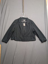 A New Day Women's Cropped Linen Blend Blazer Black Size XXL