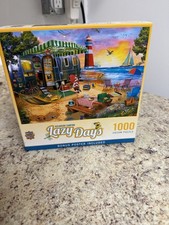 Master Pieces 1000 Piece Jigsaw Puzzle Oceanside Camping Days COMPLETE Poster