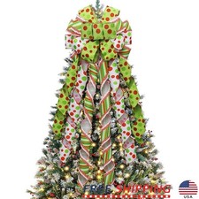 Handmade Christmas Bow Topper Wired Edge Ribbon Tree Wreath Bow Decorations New