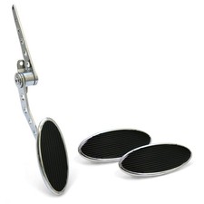 Chromed Billet Firewall Mount Gas Pedal  2 Large Oval Brake/Clutch Pedals