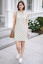 Banana Republic Pale Green Paisley Sleeveless Shirt Dress Classic Effortless