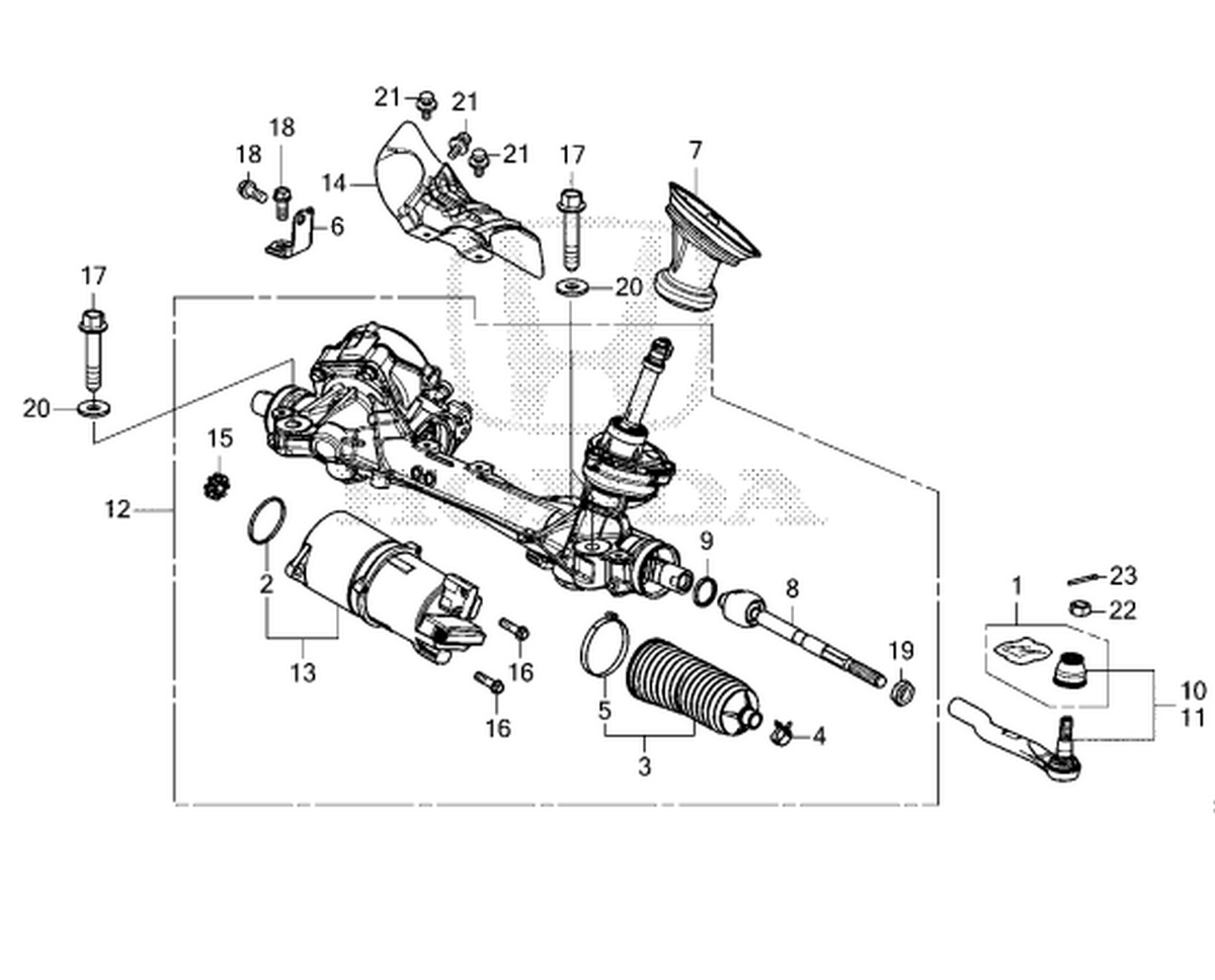RACK ASSY., POWER STEERING EPS REWRITABLE 2023-2024 HONDA CR-V