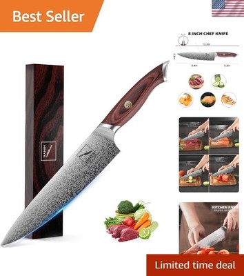 Ergonomic 8-Inch Chef Knife with Textured Blade - Ideal for Effortless Cutting