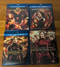 THE HUNGER GAMES Catching Fire Mockingjay 1 2 Lot of 4 Blu-Ray -Authentic