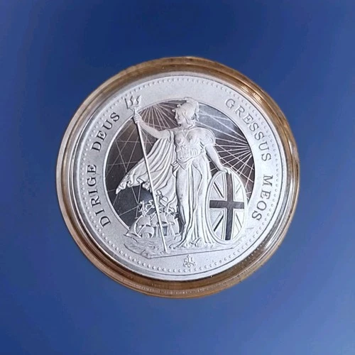 2021 St Helena Classic Standing UK Britannia 1 Oz 999 Silver Round Brilliant UNC