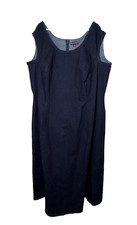Jessica London Plus Size 30 Dark Blue Denim Maxi Dress Stretch Cottage Core